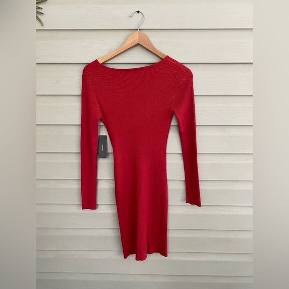Lulu’s cute brick red ribbed knit dress Bodycon sz Small NWT trendy stretchy - Picture 6 of 16